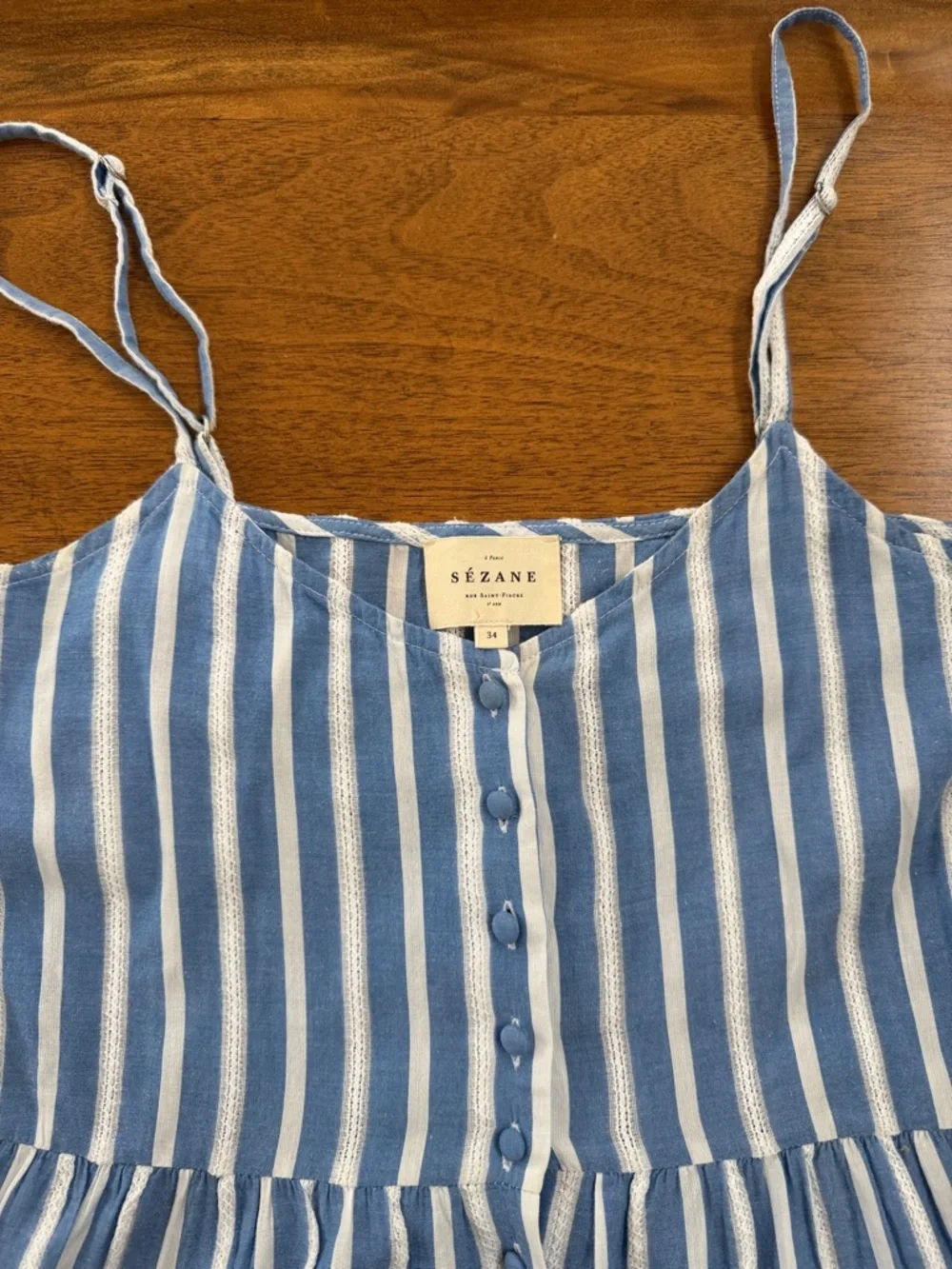 Sezane Blue and White Striped Maxi Dress - Picture 1 of 4